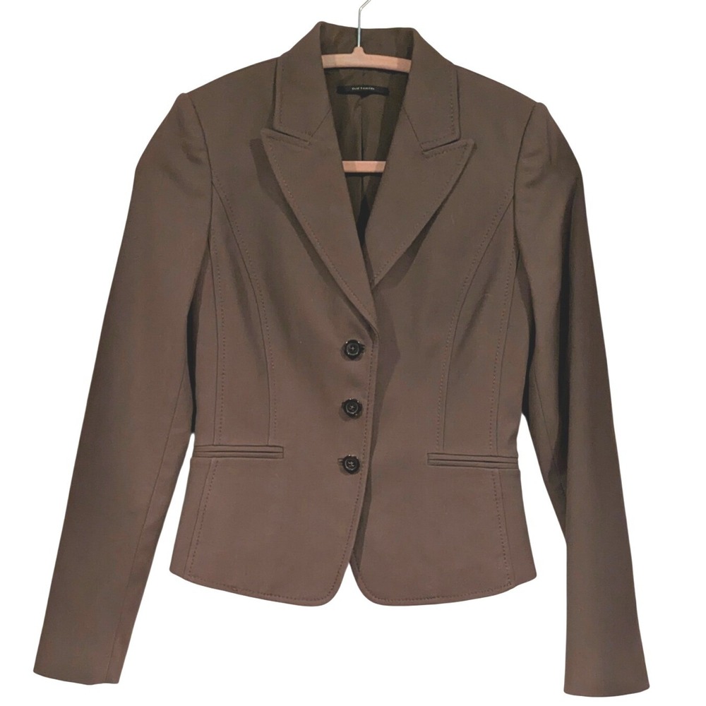 Elie Tahari Edden Brown Virgin Wool Blend 3-Button Blazer Jacket Size 2 EDDEN106